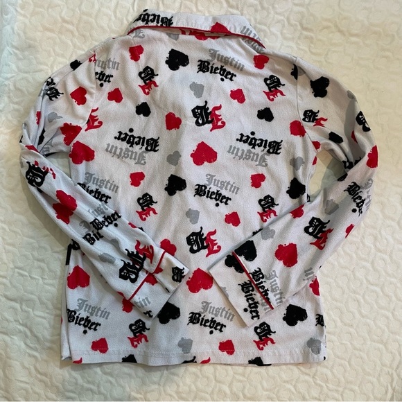 Y2K Rare Justin Bieber Girls Pajama Top Only Medium 8/10 Button Up - Picture 6 of 6